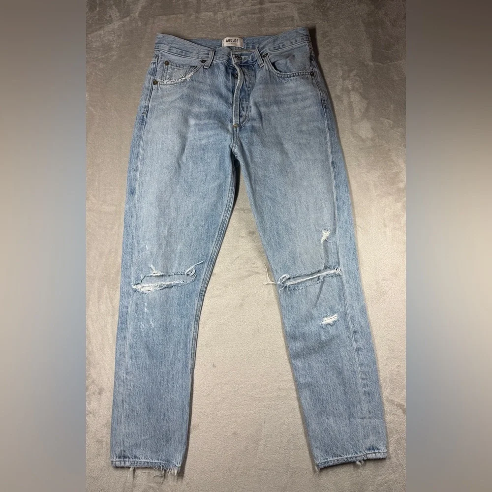 Agolde Jamie High Rise Tapered Intentionally Distressed 100% Cotton Jeans 27 - Picture 2 of 16